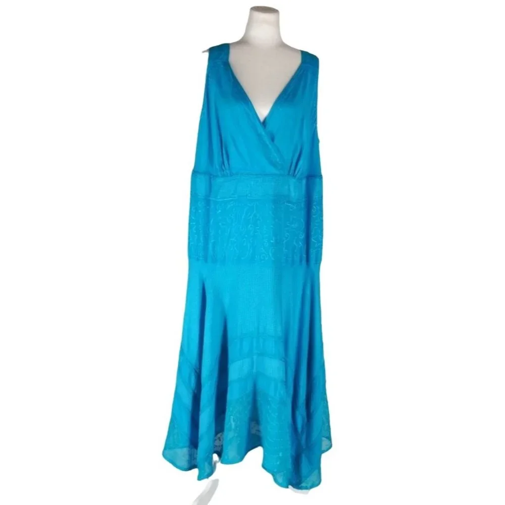 Added Dimensions Dress for Catherines Size 1X Blue Boho Hippie Midi Maxi‎
